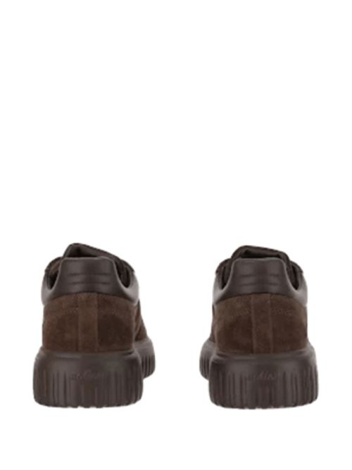 Sneakers da uomo in pelle scamosciata , H laterale colore marrone sullo sfondo marrone HOGAN | HXM6450FC6TPJQ0UV2